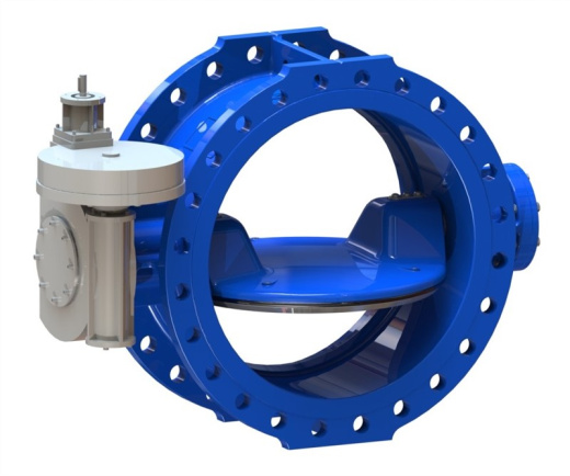 Затвор дисковый AVK с двойным эксцентриком серия 756/102-IS3 PN25 DN600 с интегрированным седлом, редуктор (IP67) с ISO-фланцем 