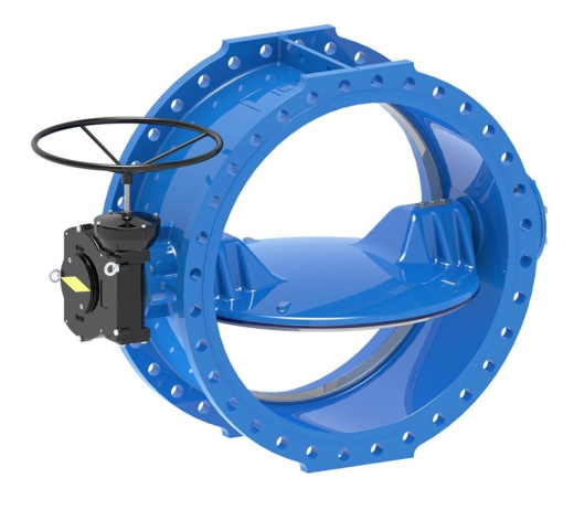 Затвор дисковый AVK с двойным эксцентриком серия 756/100-672 PN16 DN800 с седлом из нержавеющей стали, редуктор (IP67), маховик