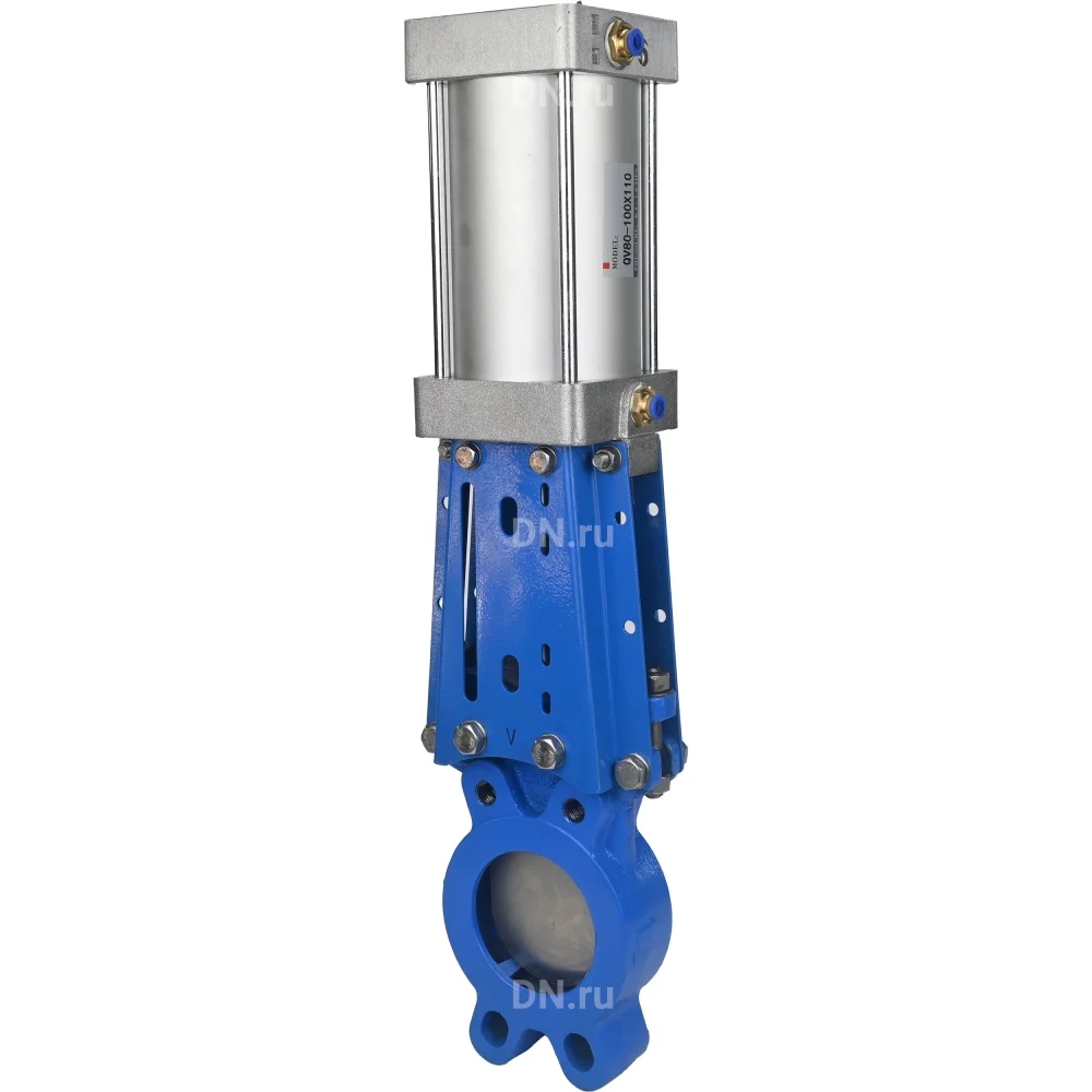 Задвижка шиберная DN.ru GVKR1331E-1W-Fb-2P Ду300 Ру6 однонаправленная , шпиндель - выдвижной,   с пневмоприводом, WENZ