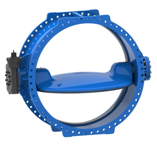 Затвор дисковый AVK с двойным эксцентриком серия 756/102-IS2 PN10 DN2800 (однонаправленный) с седлом из нержавеющей стали, редуктор (IP67) с ISO-фланцем