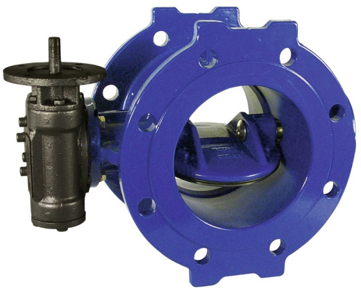 Затвор дисковый AVK с двойным эксцентриком серия 756/102-142 PN10 DN350 с интегрированным седлом, редуктор (IP67) с ISO-фланцем 