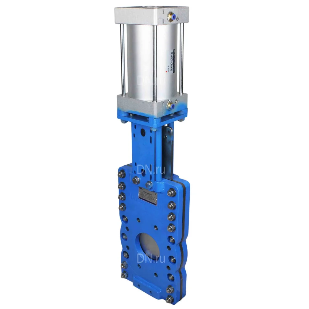 Задвижка шиберная со сквозным ножом DN.ru GVKRT3431N-2W-Fb-2P Ду250 Ру10, с пневмоприводом