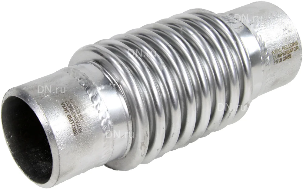 Компенсатор сильфонный осевой DN.ru CB-3131-W Ду50 Ру16 под приварку, сильфон - сталь SS304 без кожуха, осевой ход 60мм