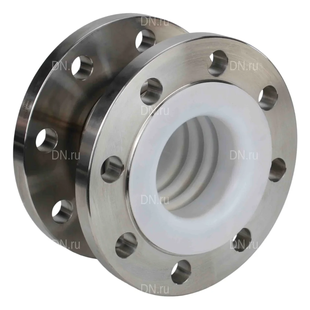 Компенсатор сильфонный осевой DN.ru CB-3232P-F Ду300 Ру16 фланцевый, сильфон - нержавеющая сталь SS316, уплотнение - PTFE, футерованный, осевой ход 30 мм