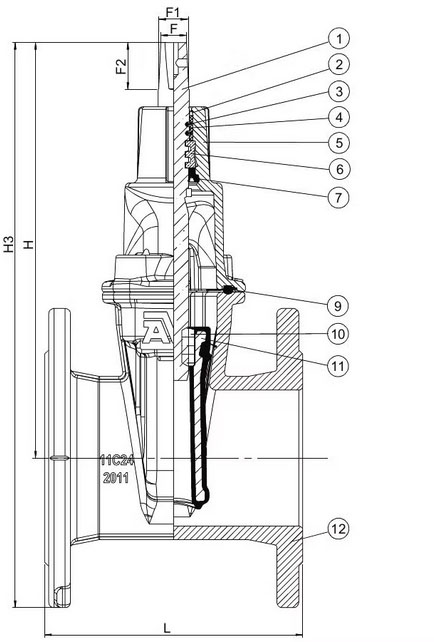 1 ЗАДВИЖКА AVK PREMIUM 100 КЛИНОВАЯ ФЛАНЦЕВАЯ СЕРИЯ 06 52 С УМЕНЬШЕННОЙ СТРОИТЕЛЬНОЙ ДЛИНОЙ, DN40 - DN600, PN10 ИЛИ PN16.jpg