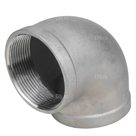 Отвод (уголок) DN.ru ВР-ВР-304 1/2″ Ду15 Ру16 угол 90°, корпус - нержавеющая сталь 304, присоединение - внутренняя / внутренняя резьба